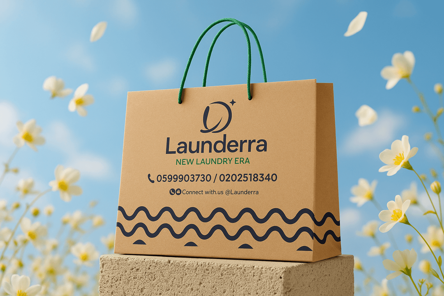Launderra branded pickup and delivery bag